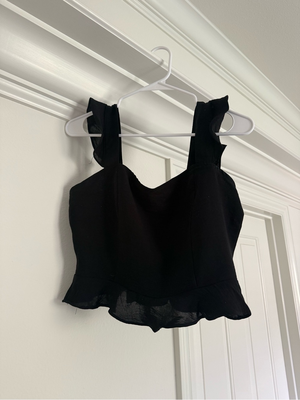 Altar'd State Black Ruffle-Strap Crop Tank